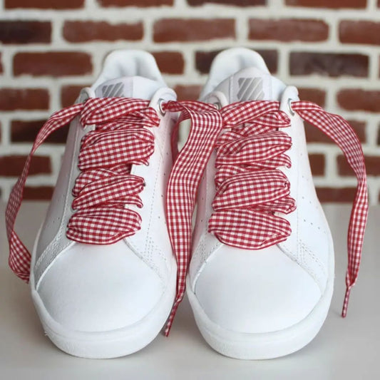 Schnürsenkel mit Vichy-Muster rot