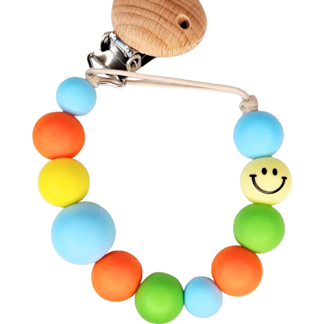 Schnullerkette 'Smiley' bunt