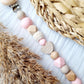 Schnullerkette 'Heart' rosa/beige