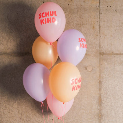 Schulkind Luftballon Set rosa-Mix 6 Stück