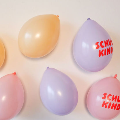Schulkind Luftballon Set rosa-Mix 6 Stück