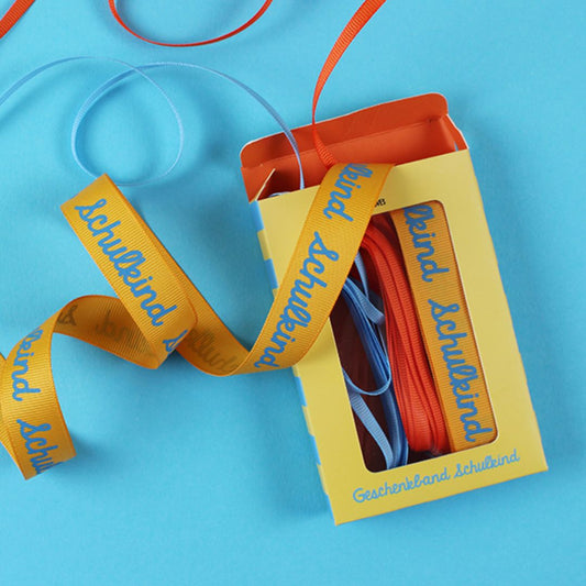 Geschenkband-Set „Schulkind“ orange/blau