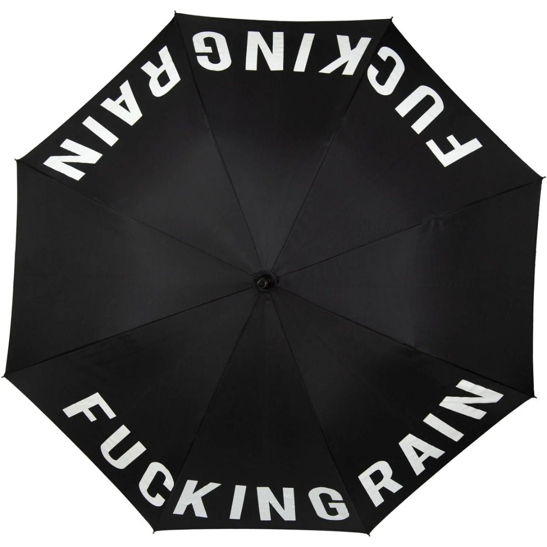 Schwarzer Regenschirm 'FUCKING RAIN' ∅ 106 cm