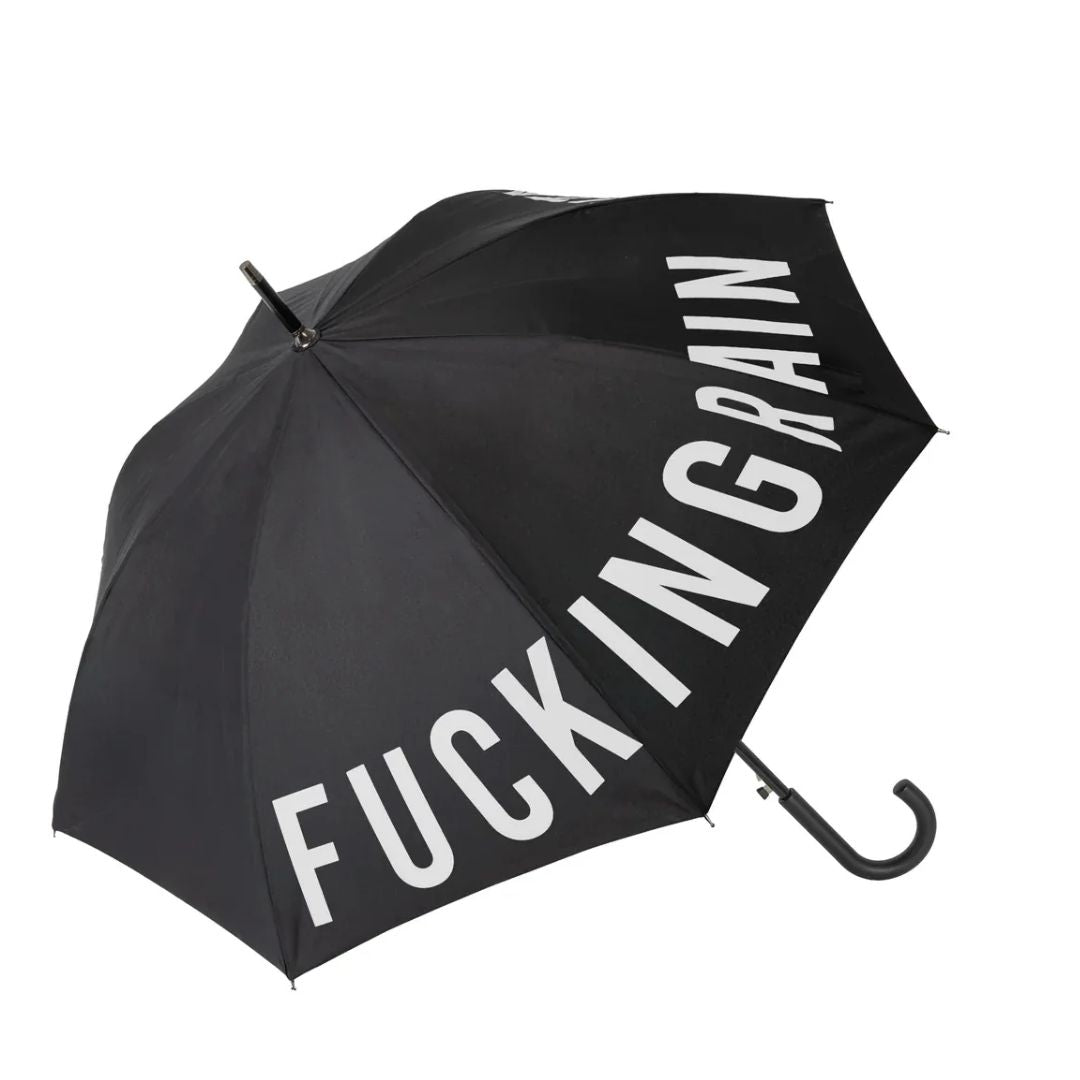 Schwarzer Regenschirm 'FUCKING RAIN' ∅ 106 cm