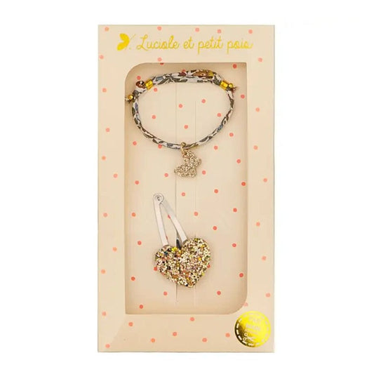 Geschenkset Herzclip und Armband mit Schmetterling