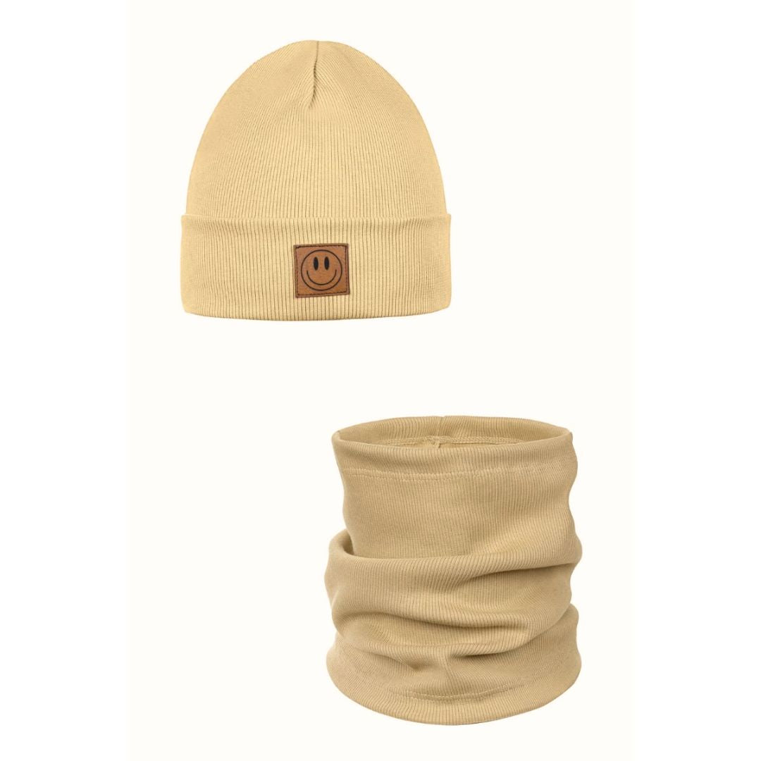 Set Mütze und Loop für Kinder coffee