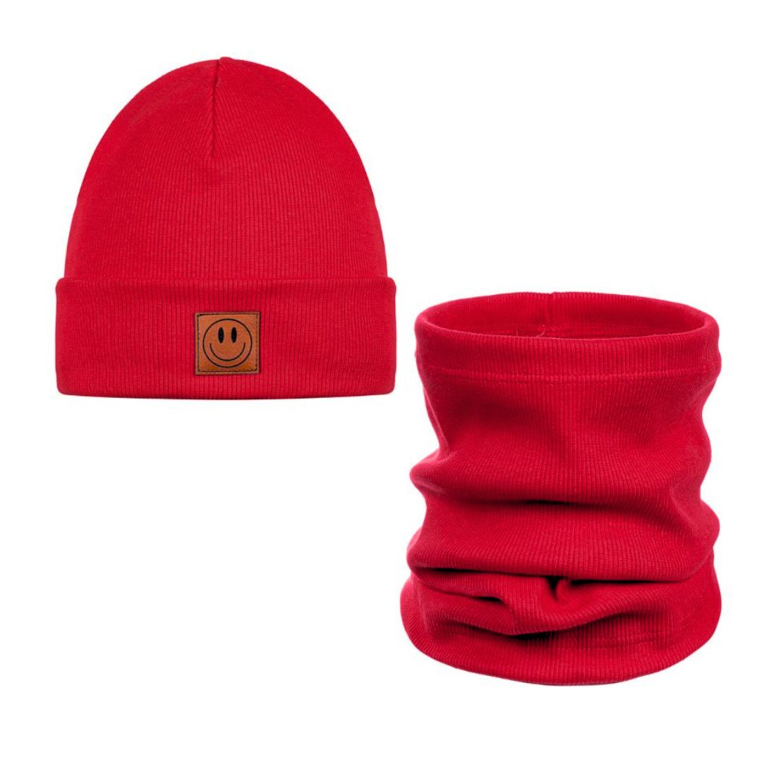 Set Mütze und Loop für Kinder rot
