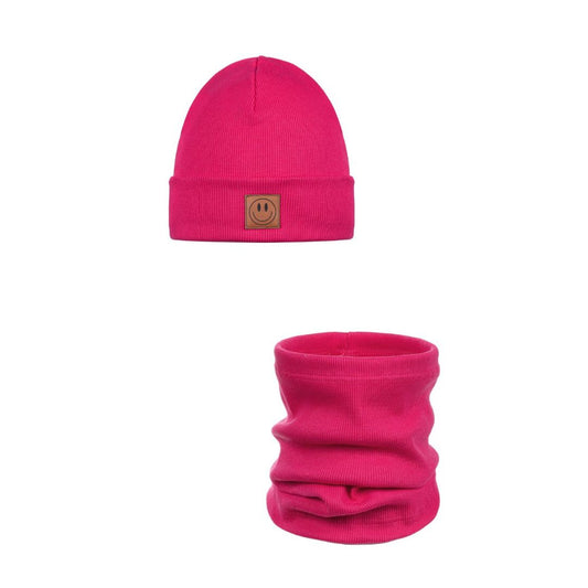 Set Mütze und Loop für Kinder fuchsia/pink