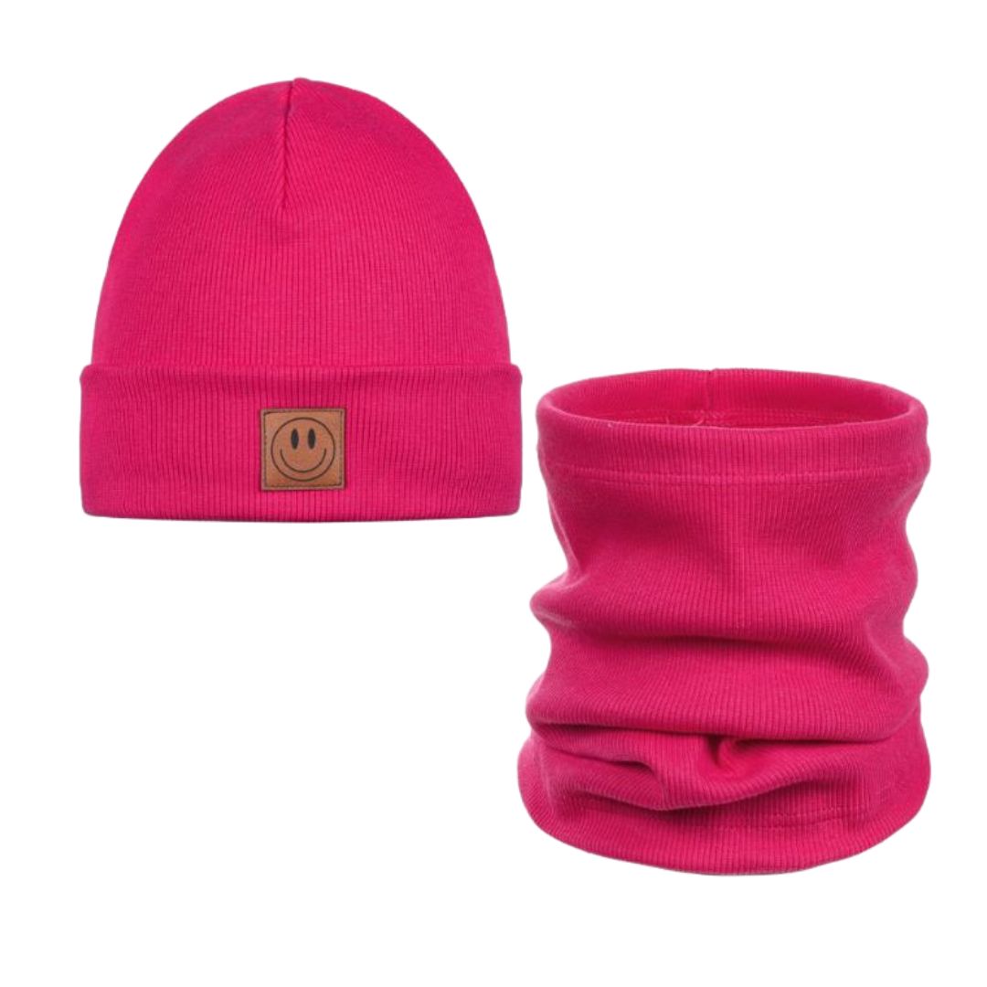 Set Mütze und Loop für Kinder fuchsia/pink