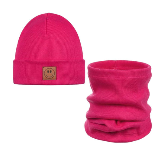 Set Mütze und Loop für Kinder fuchsia/pink