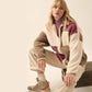Damen Sherpa Fleecejacke mit Colorblock Design