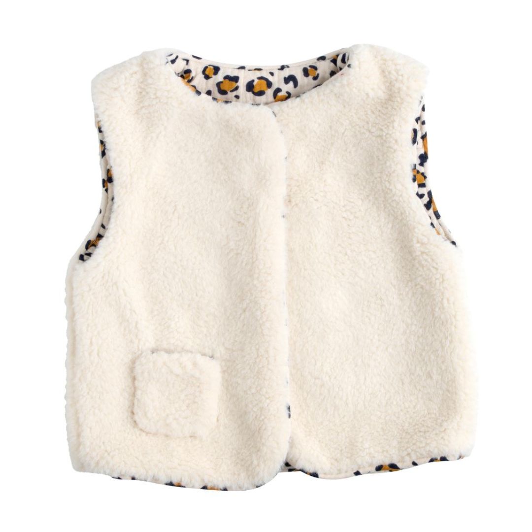 Ärmellose Babyweste aus Sherpa 'LEOPARD'