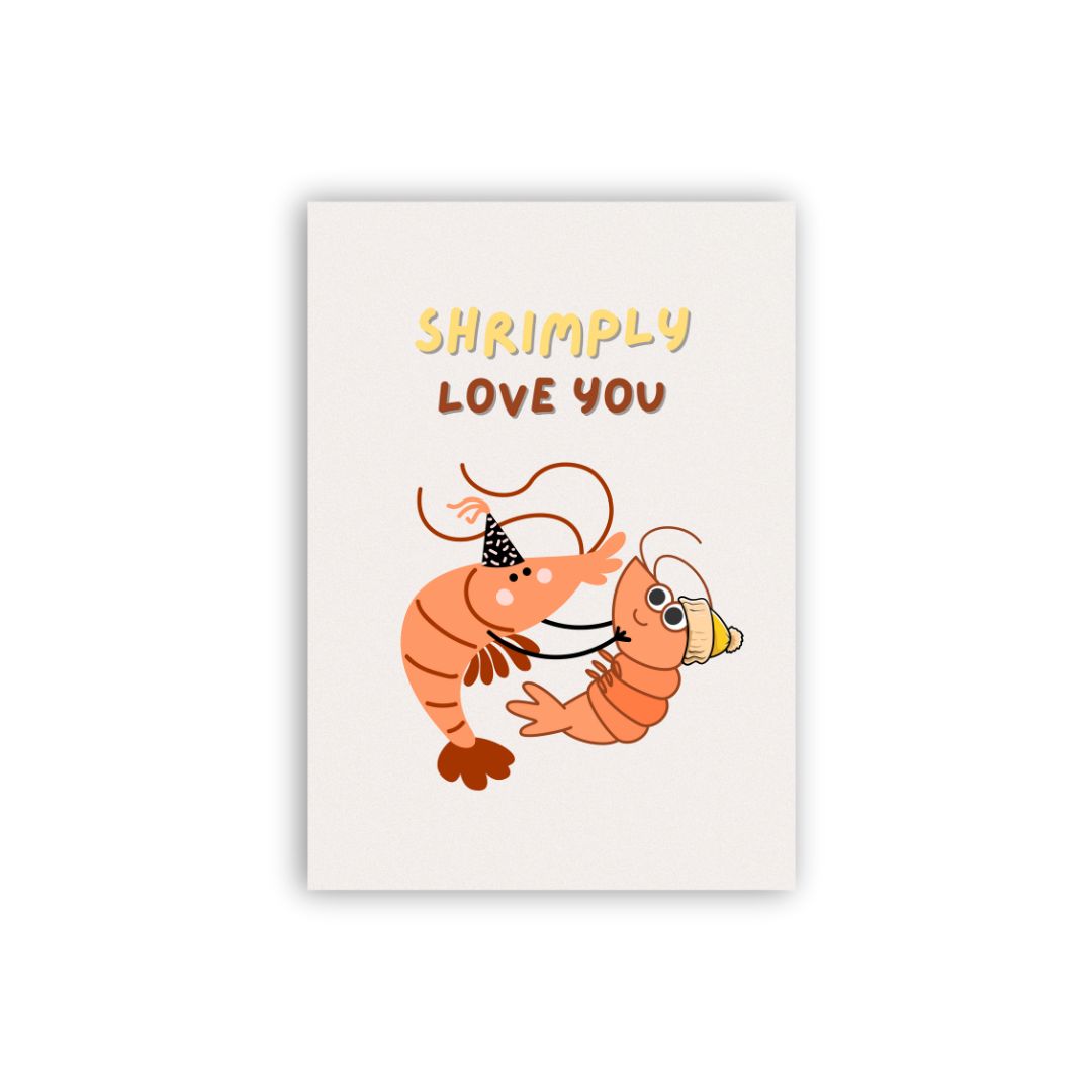 Postkarte 'I Shrimply Love You'