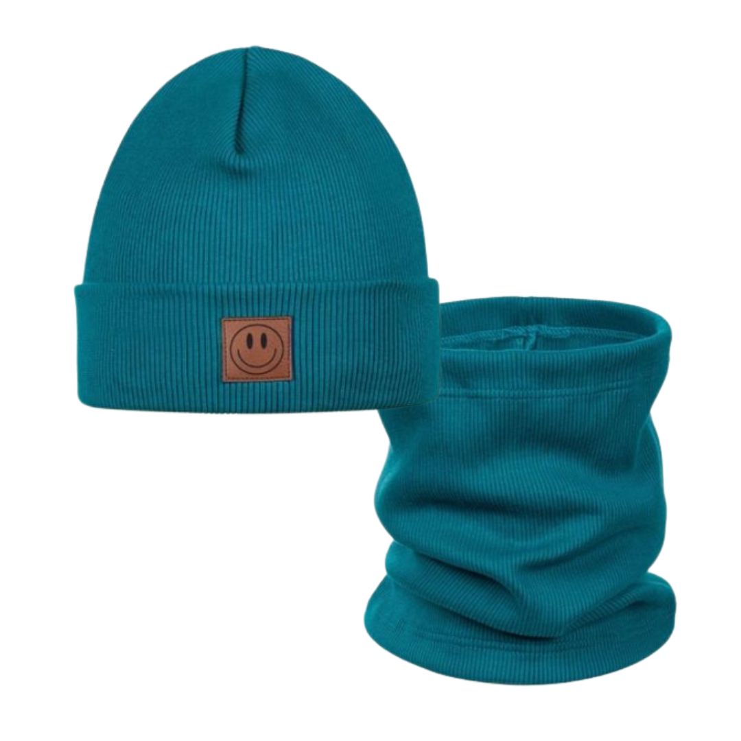 Set Mütze und Loop für Kinder petrol