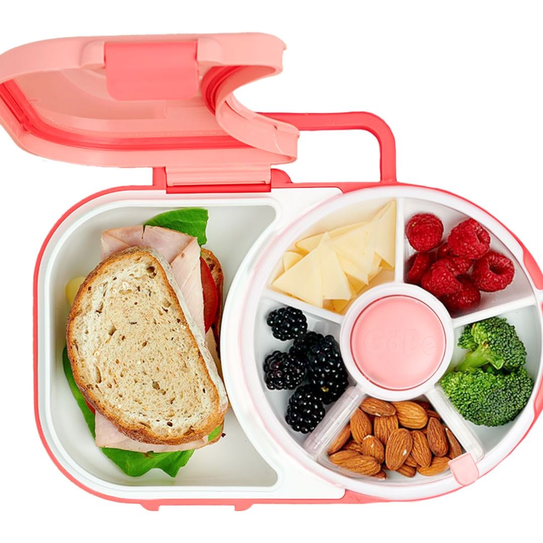 GoBe 2in1 Lunchbox & Snack Spinner mit Sticker rosa