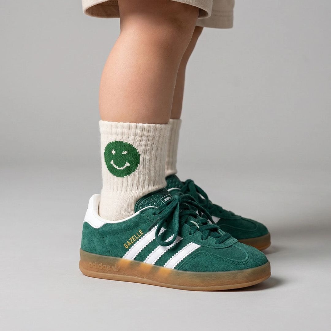 Tennis Socken für Babys & Kinder 'Smiley grün'