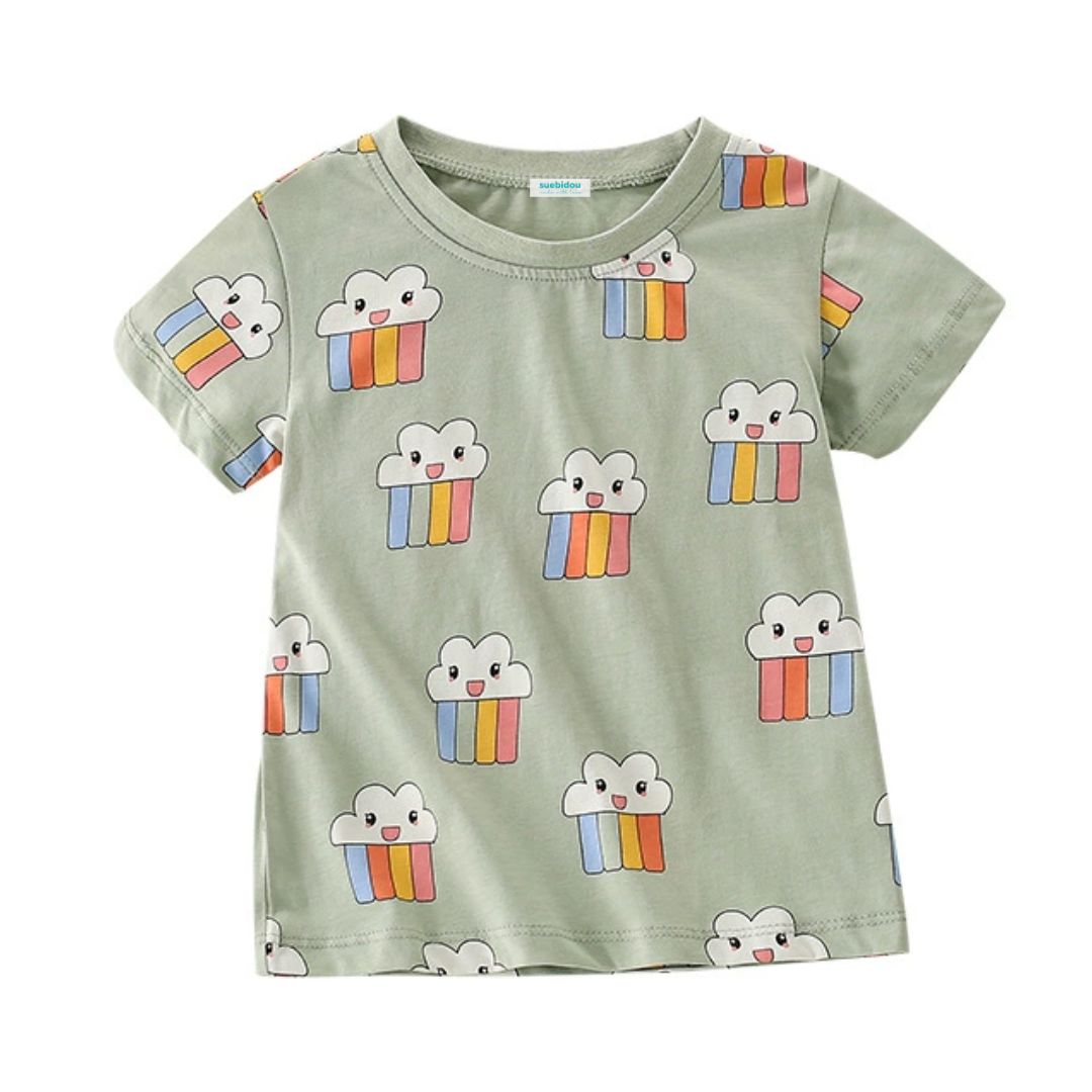 Sommer T-Shirt 'Rainbow Cartoon' grün
