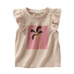 Sommer T-Shirt mit Fly Sleeves 'Palm Tree' apricot