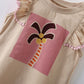 Sommer T-Shirt mit Fly Sleeves 'Palm Tree' apricot