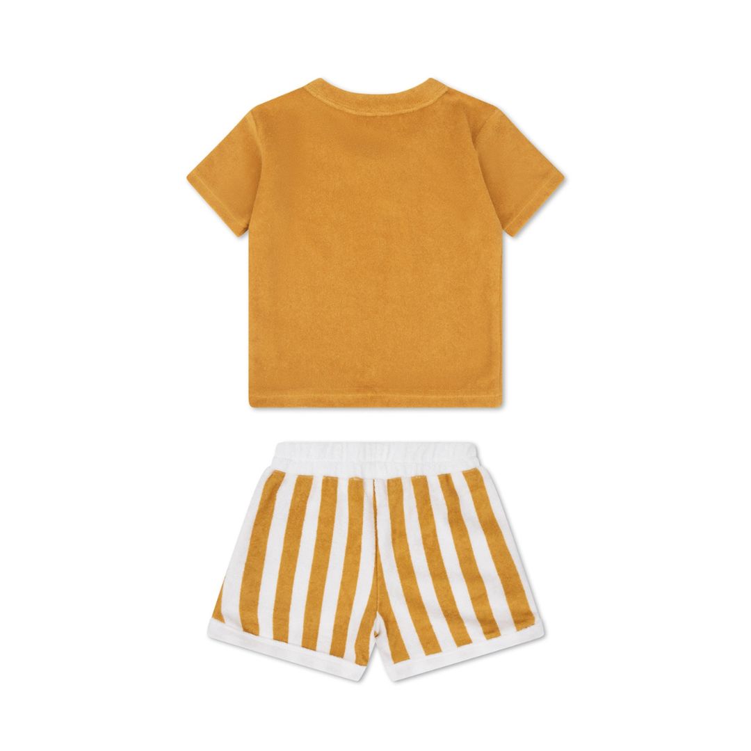 Sommer Frottee Set Shirt und Shorts für Jungen senfgelb