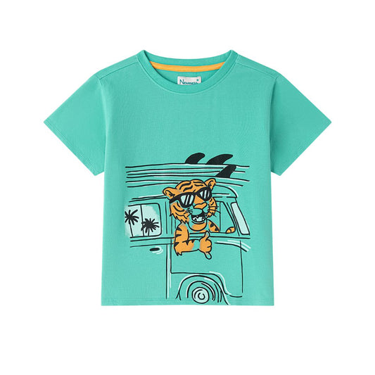 Jungen-T-Shirt Tiger grün