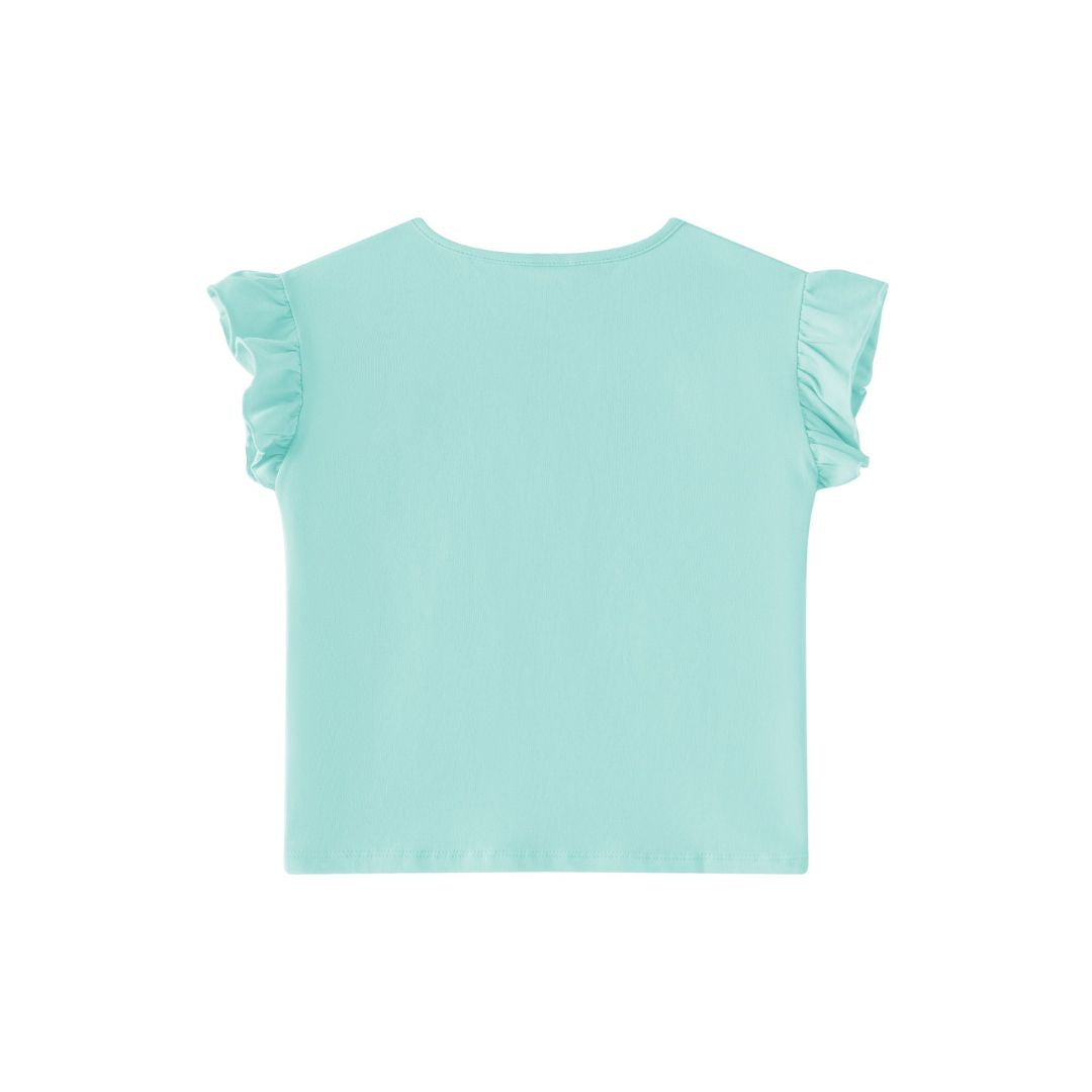 T-Shirt für Mädchen unifarben türkis