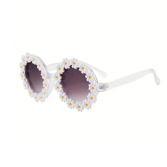 Sonnenbrille für Kinder Blümchendekor weiß