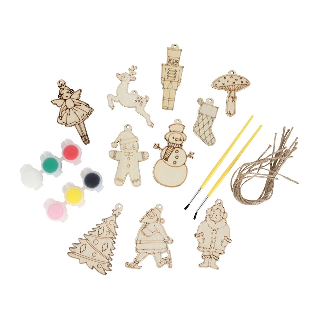 Spaßiger Weihnachtsmann-Holzdeko-Bausatz 10er-Pack