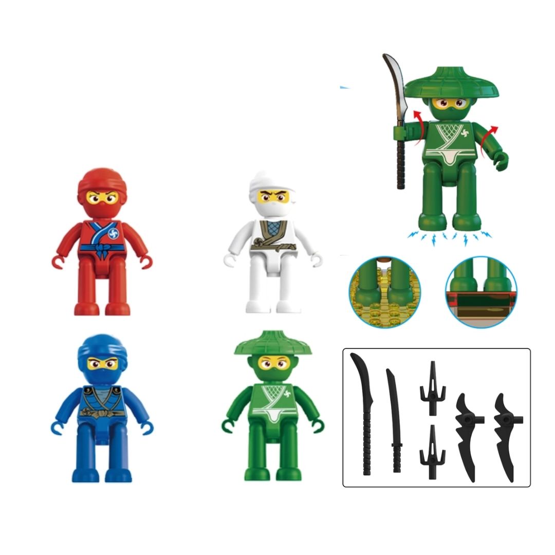 4-teiliges Spielzeugset mit Ninja-Figuren für Kinder