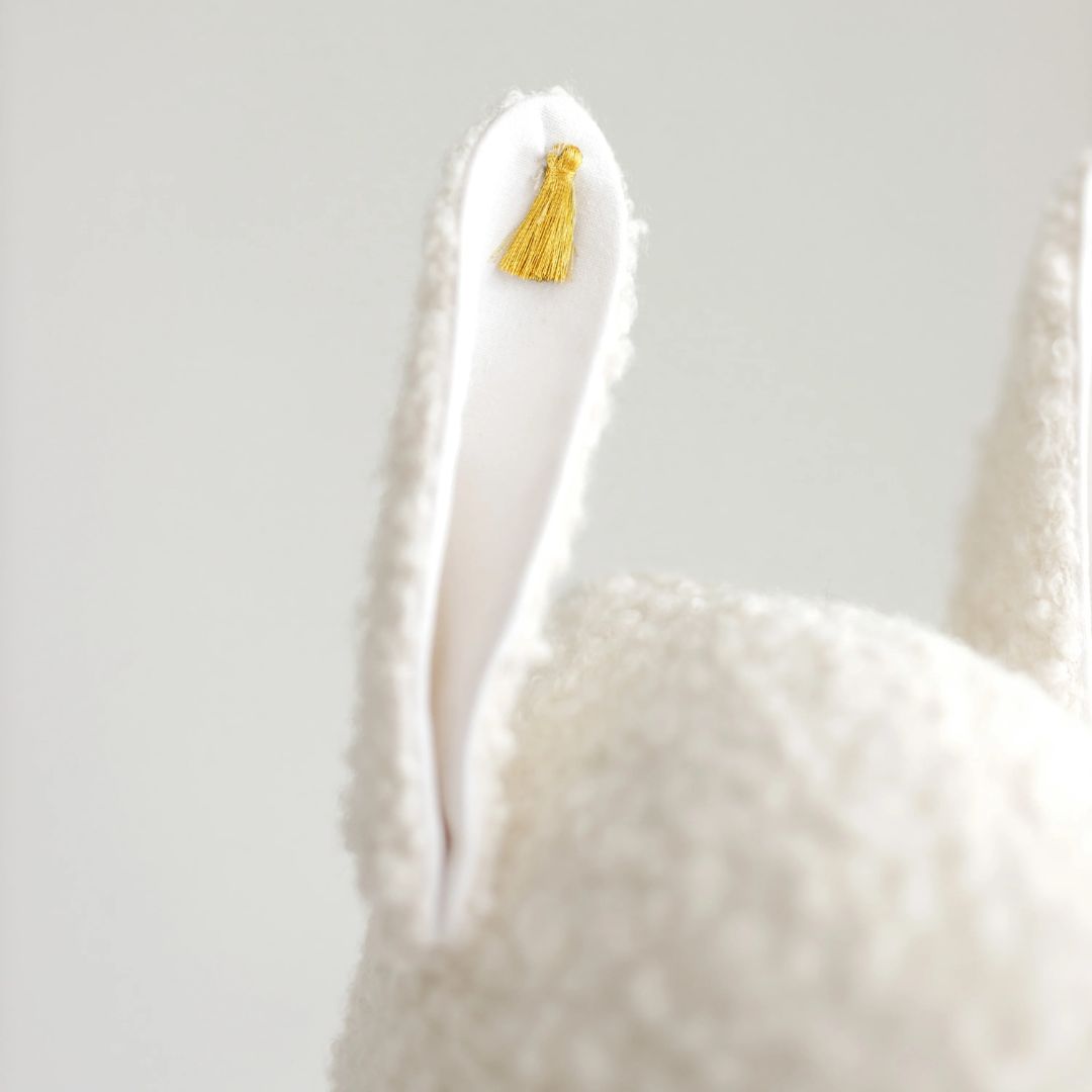 handgemachtes Steckenpferd 'Llama Alpaca' aus Leinen ecru