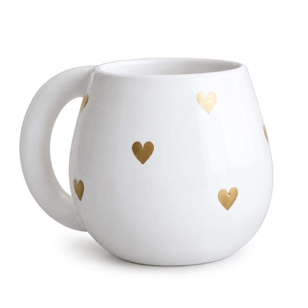 Keramikbecher mit goldenen Herzdetails 'Love'