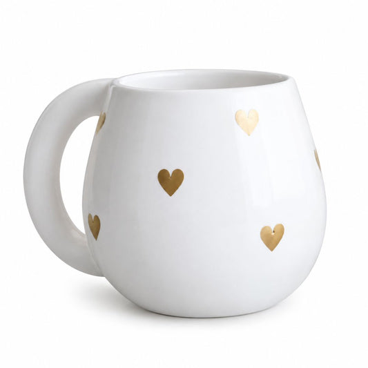 Keramikbecher mit goldenen Herzdetails 'Love'