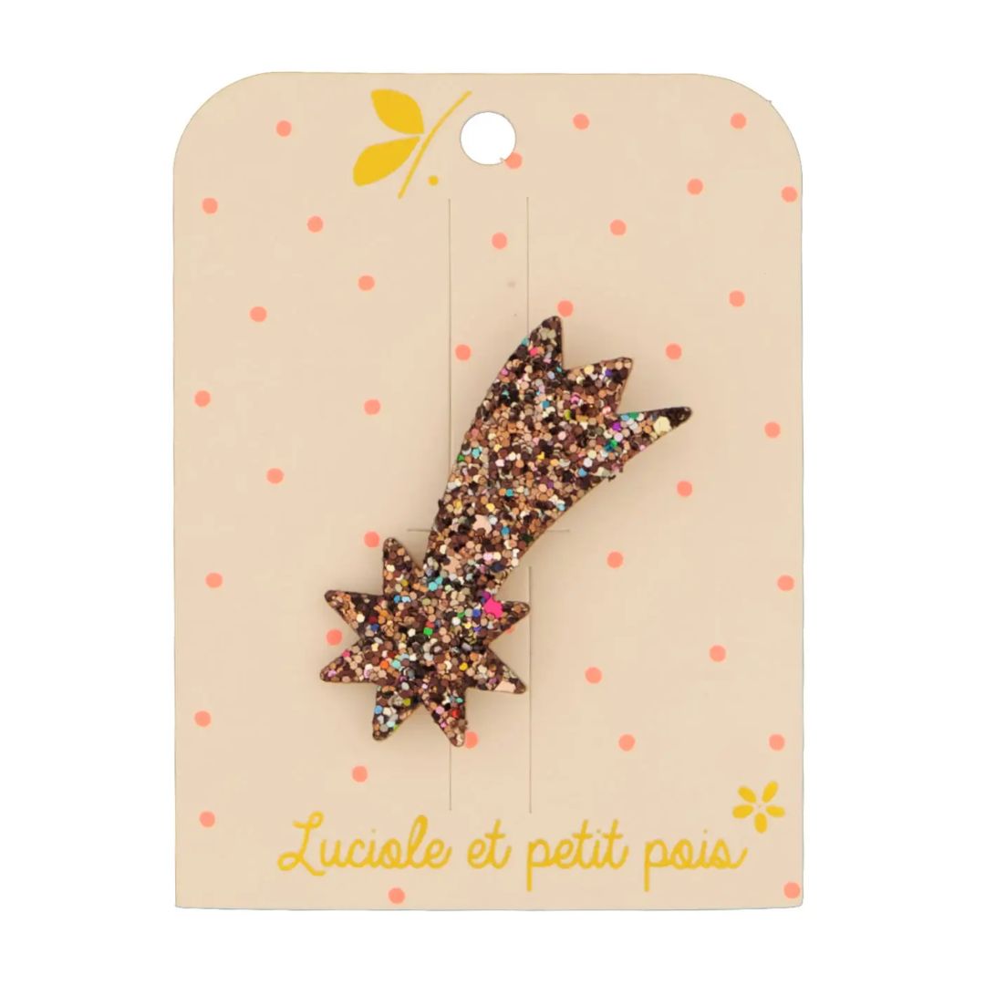 Anstecknadel Sternschnuppen-Brosche bronze/glitter