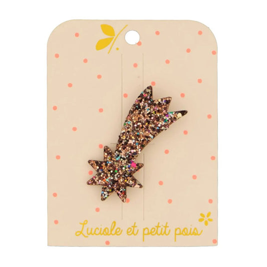 Anstecknadel Sternschnuppen-Brosche bronze/glitter