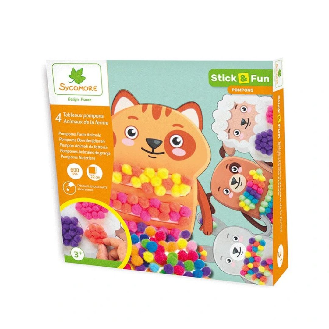 Stick & Fun Kinder Kreativset 'Verzieren mit Pompons – Haustiere'