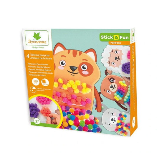 Stick & Fun Kinder Kreativset 'Verzieren mit Pompons – Haustiere'