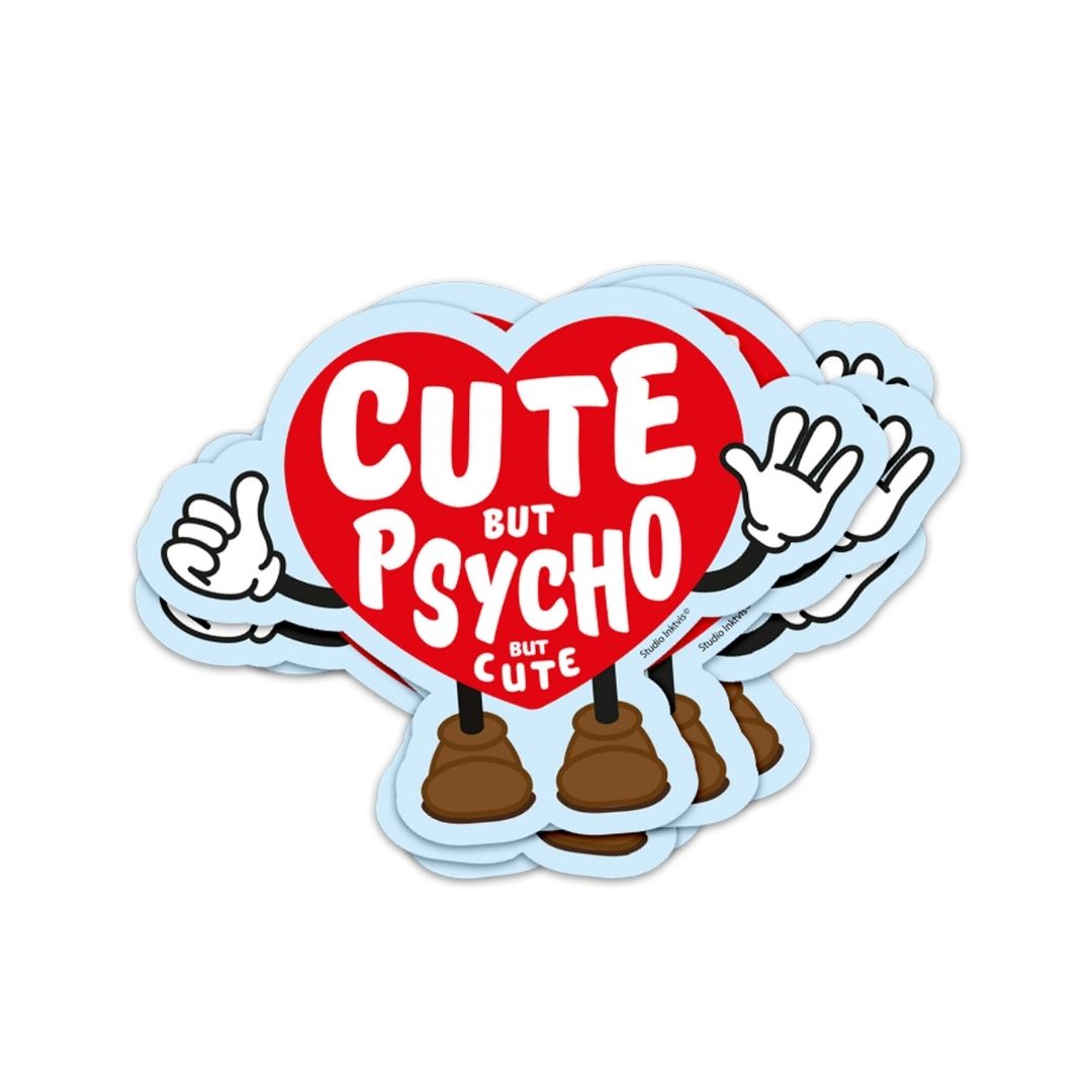 Sticker Herz 'CUTE BUT PSYCHO BUT CUTE'