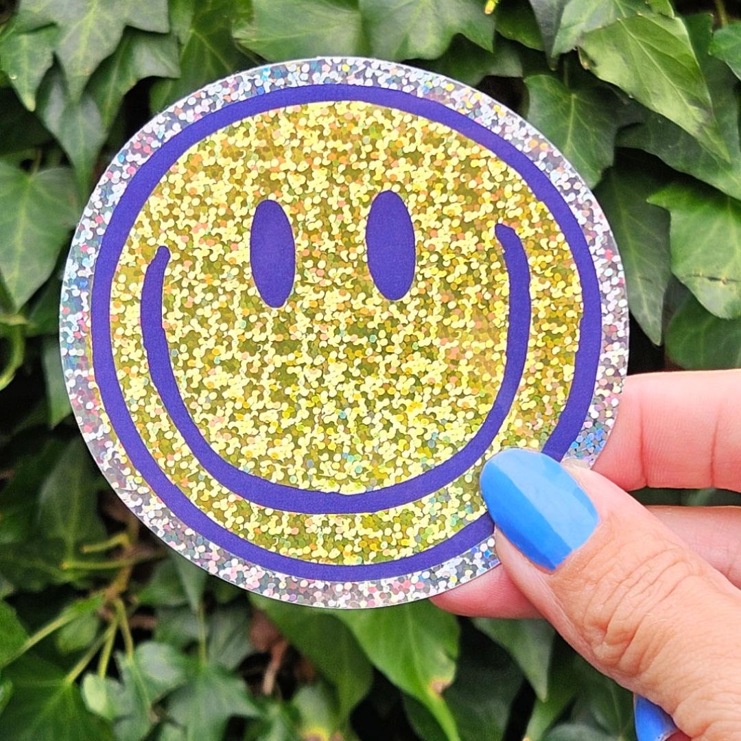 Glitzer-Sticker | Aufkleber 'Smiley'