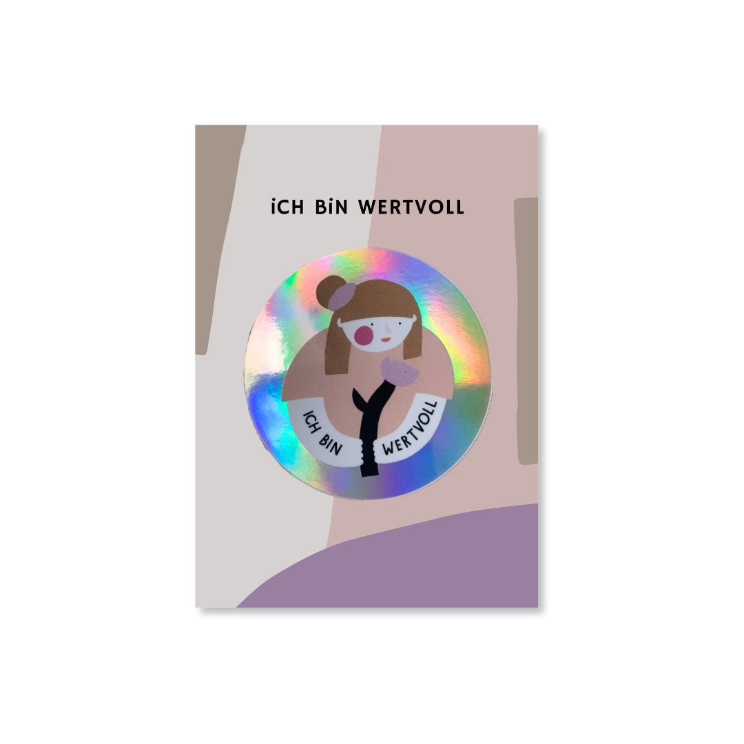 Karte mit holografischem Sticker 'Ich bin wertvoll'