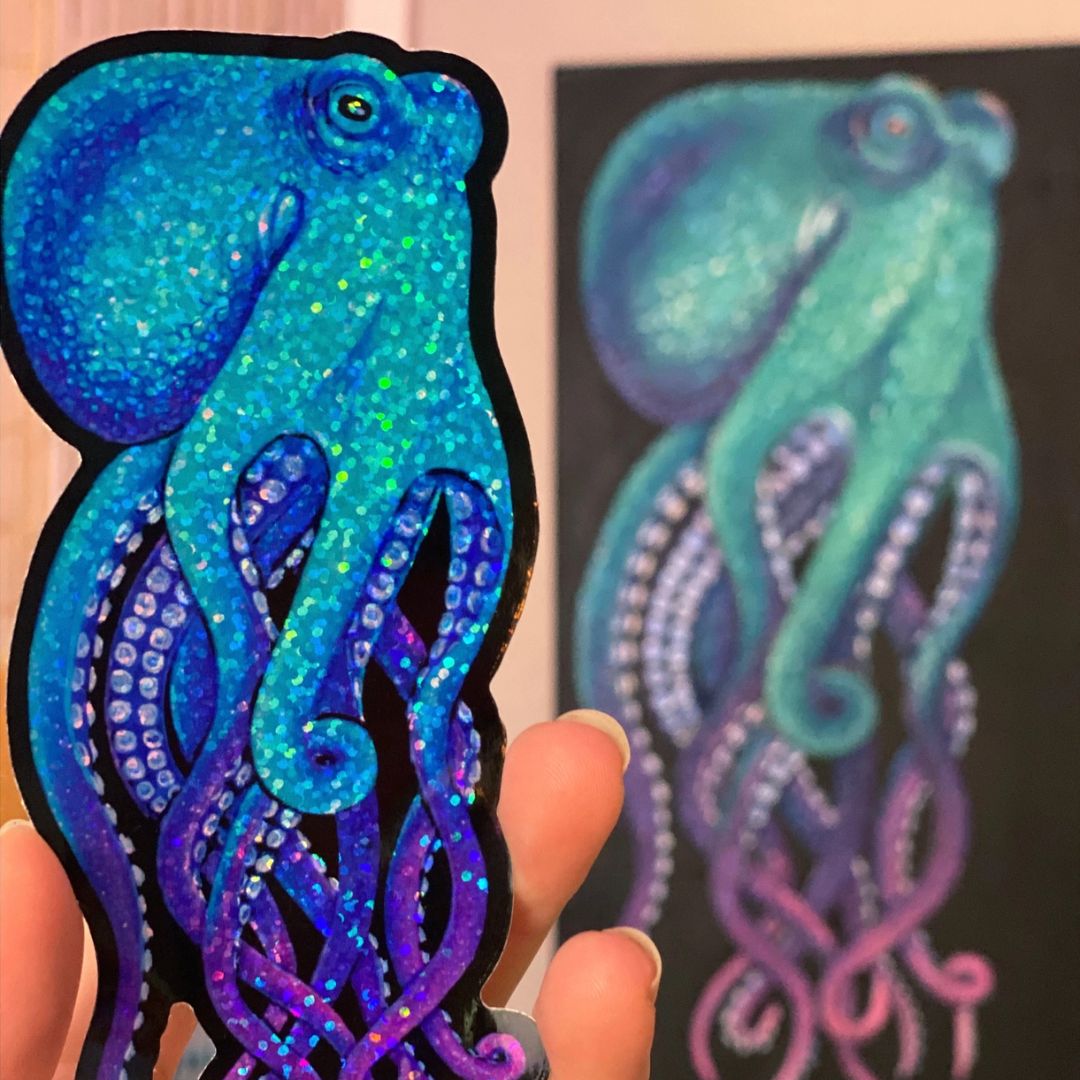 Aufkleber holographisch 'Oktopus'