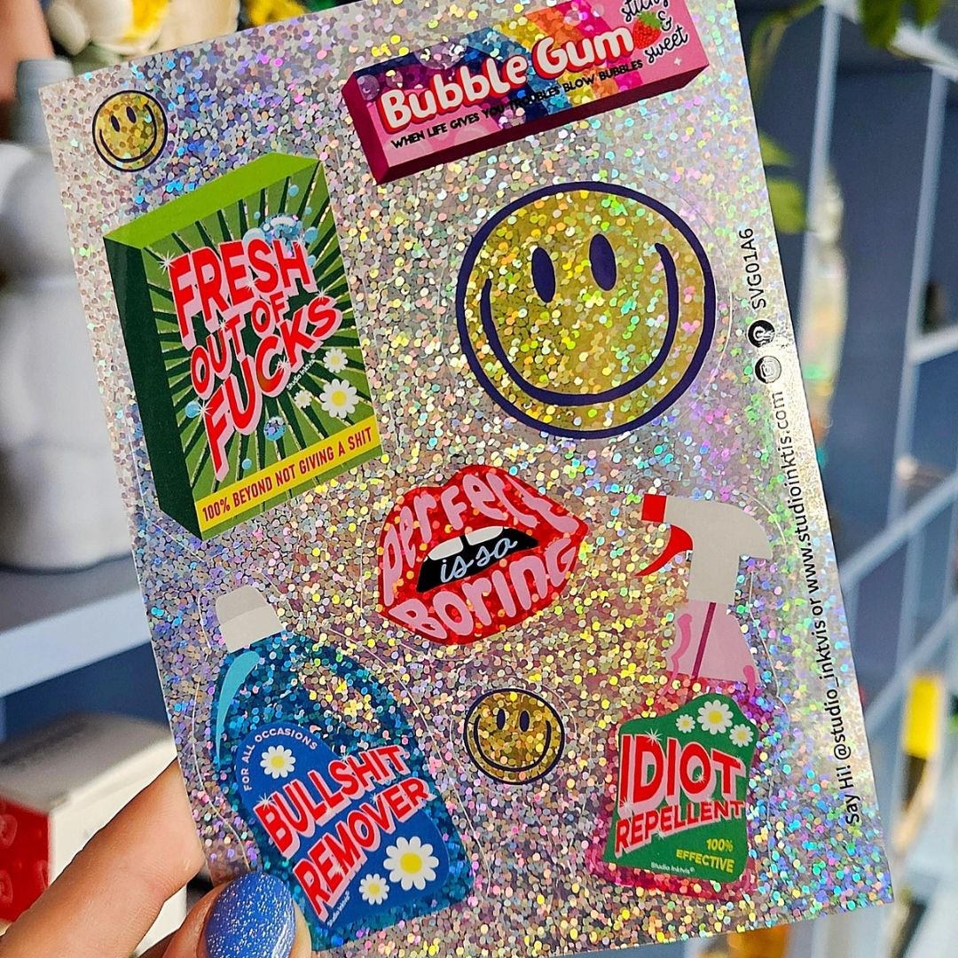 Glitzer-Sticker | Aufkleber Bogen 'Statements'