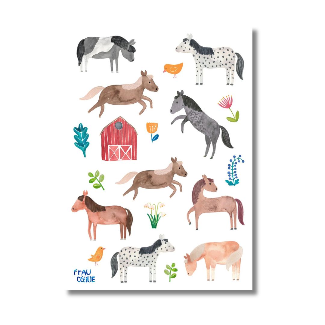 Lustiger Stickerbogen Pferde & Ponies