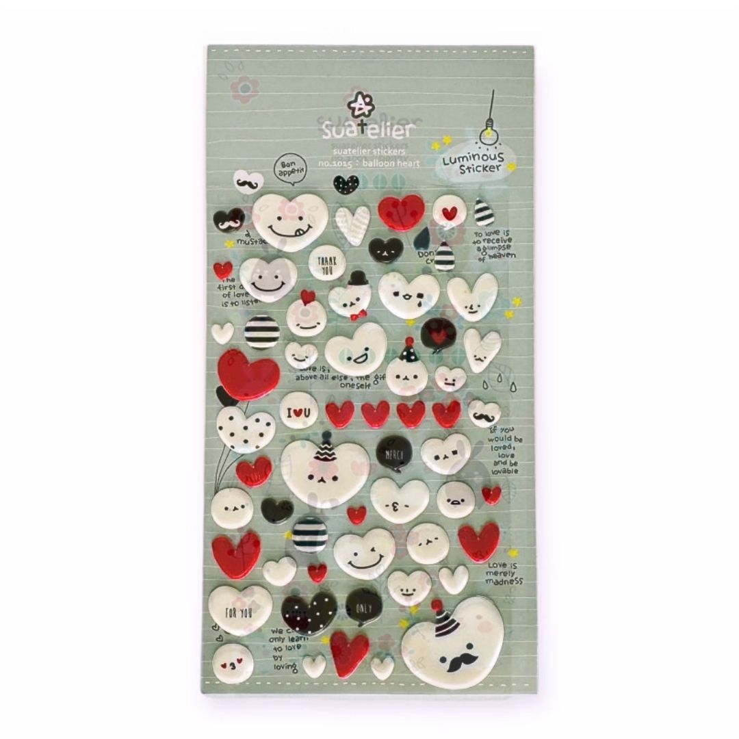 Süßes Sticker-Set Daily Deco 'Hearts' - GLOW IN THE DARK