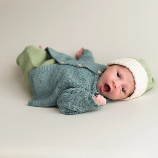 Baby Strickjacke 'Rhombus' blau