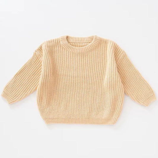 Wunderschöner Strickpullover unifarben beige