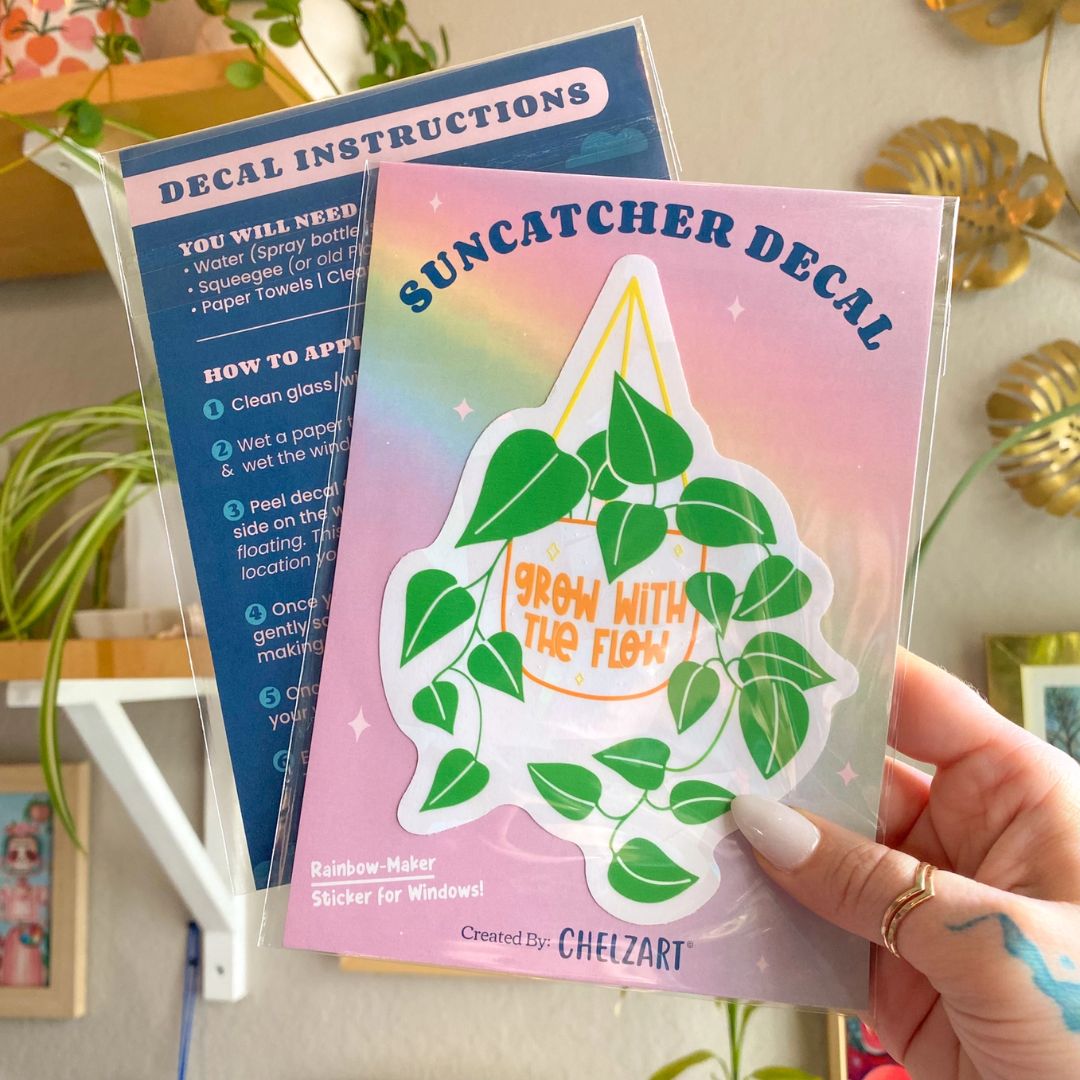 Suncatcher-Aufkleber 'Grow With The Flow'