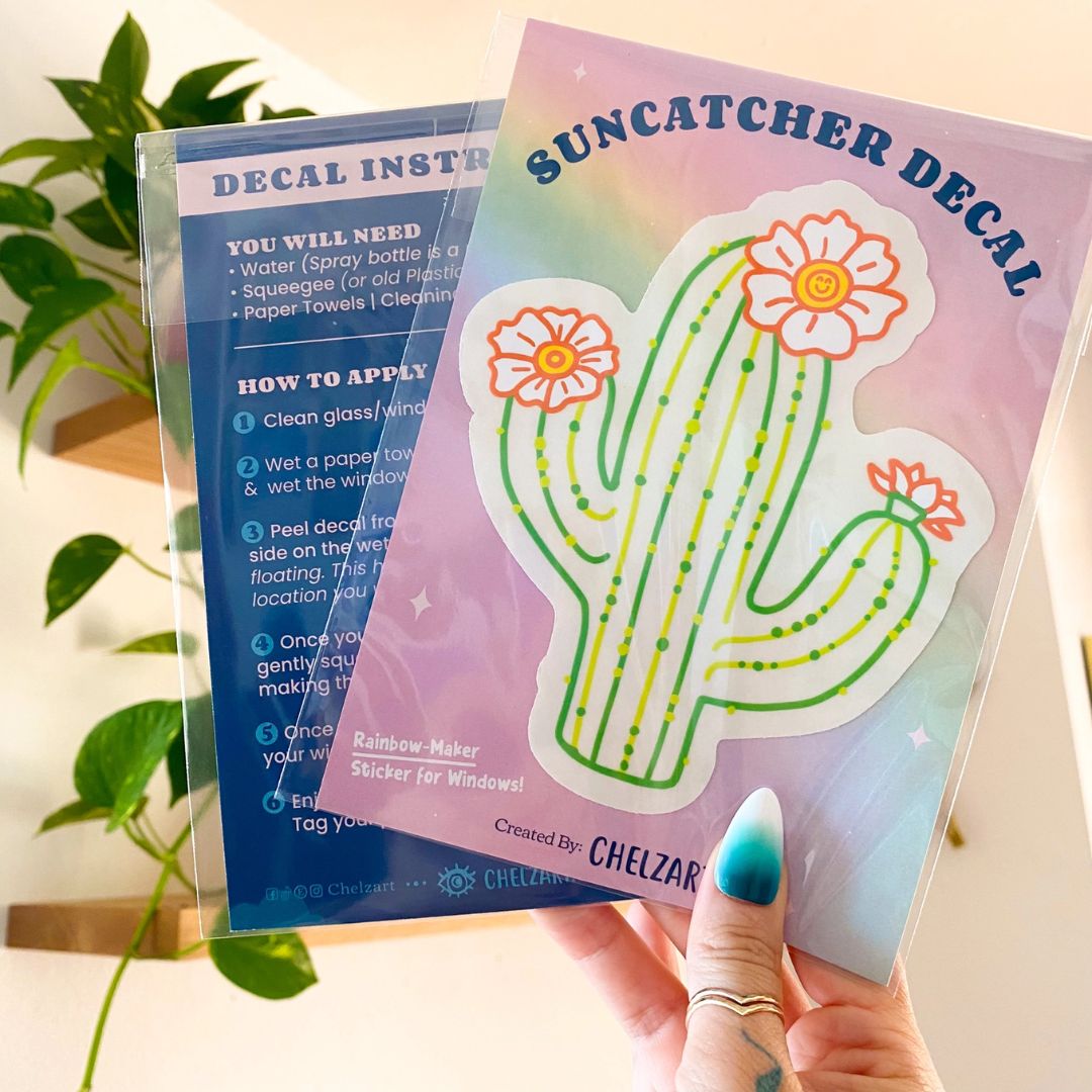 Suncatcher-Aufkleber 'Kaktusfeigenkaktus' Regenbogenmacher