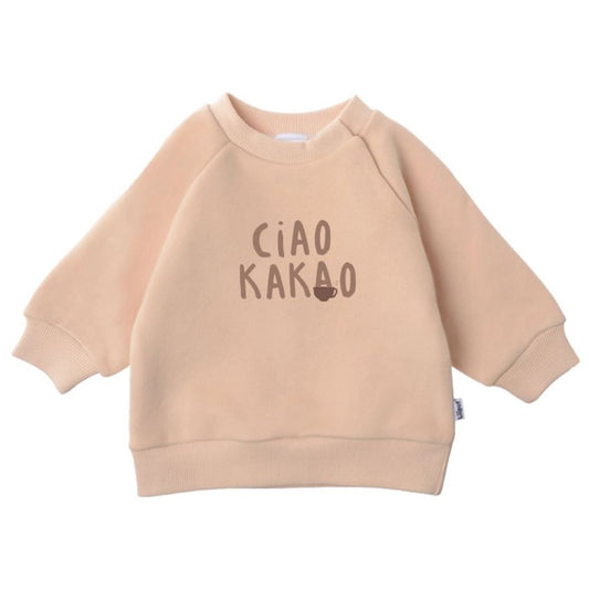 Kinder Sweatshirt mit Print 'Ciao Kakao' beige