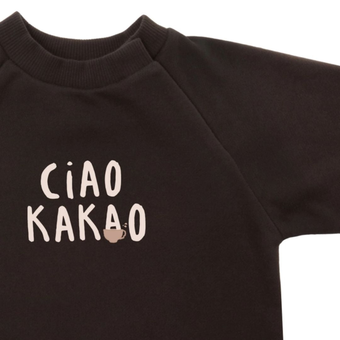 Sweatshirt in schwarz mit Print "Ciao Kakao"