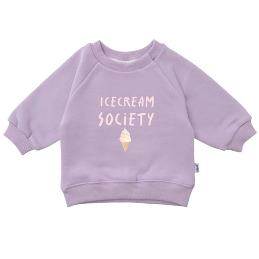 Kinder Sweatshirt mit Print 'Icecream Society' flieder
